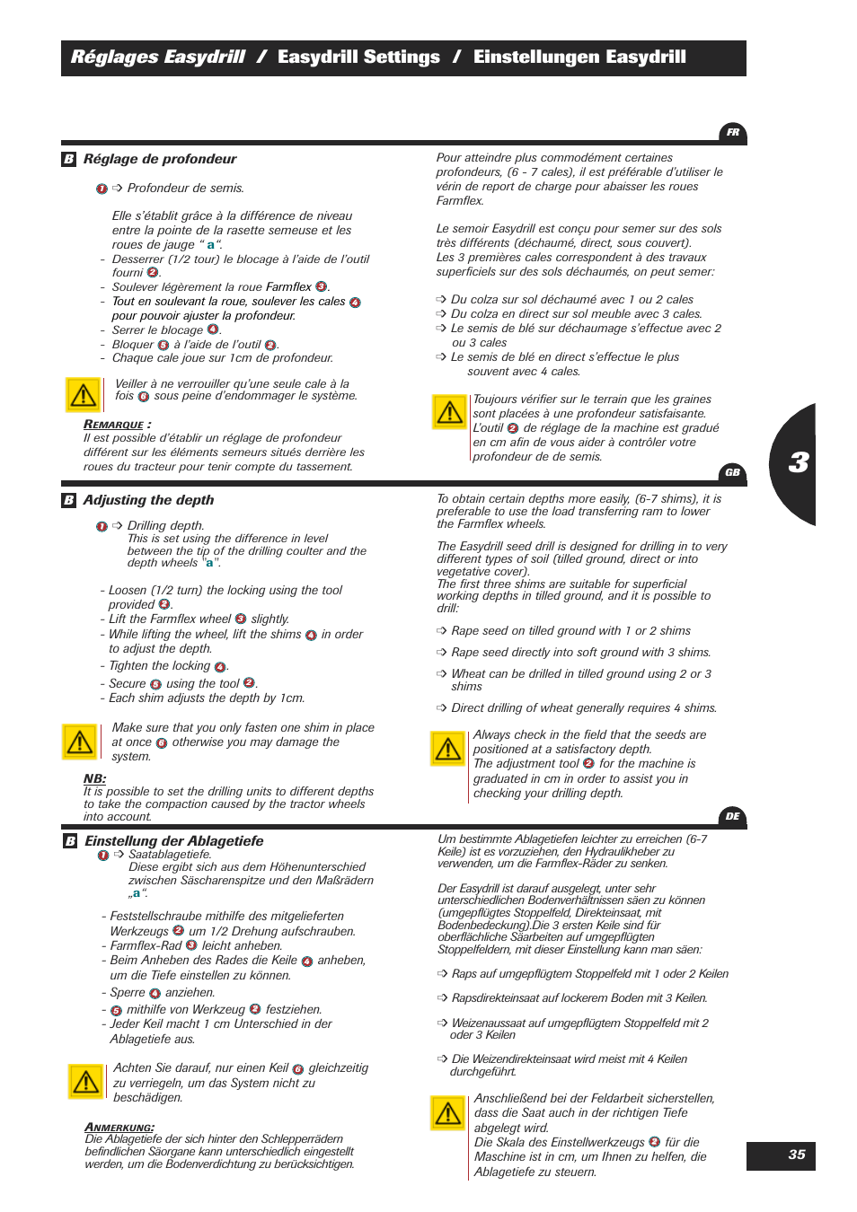 Einstellung der ablagetiefe | Sulky Easydrill Fertisem User Manual | Page 37 / 99