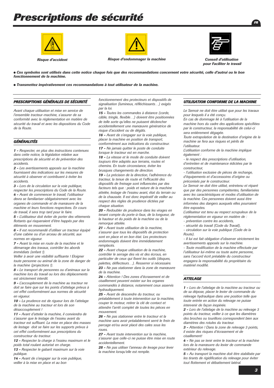 Prescriptions de sécurité | Sulky Easydrill Fertisem User Manual | Page 5 / 99
