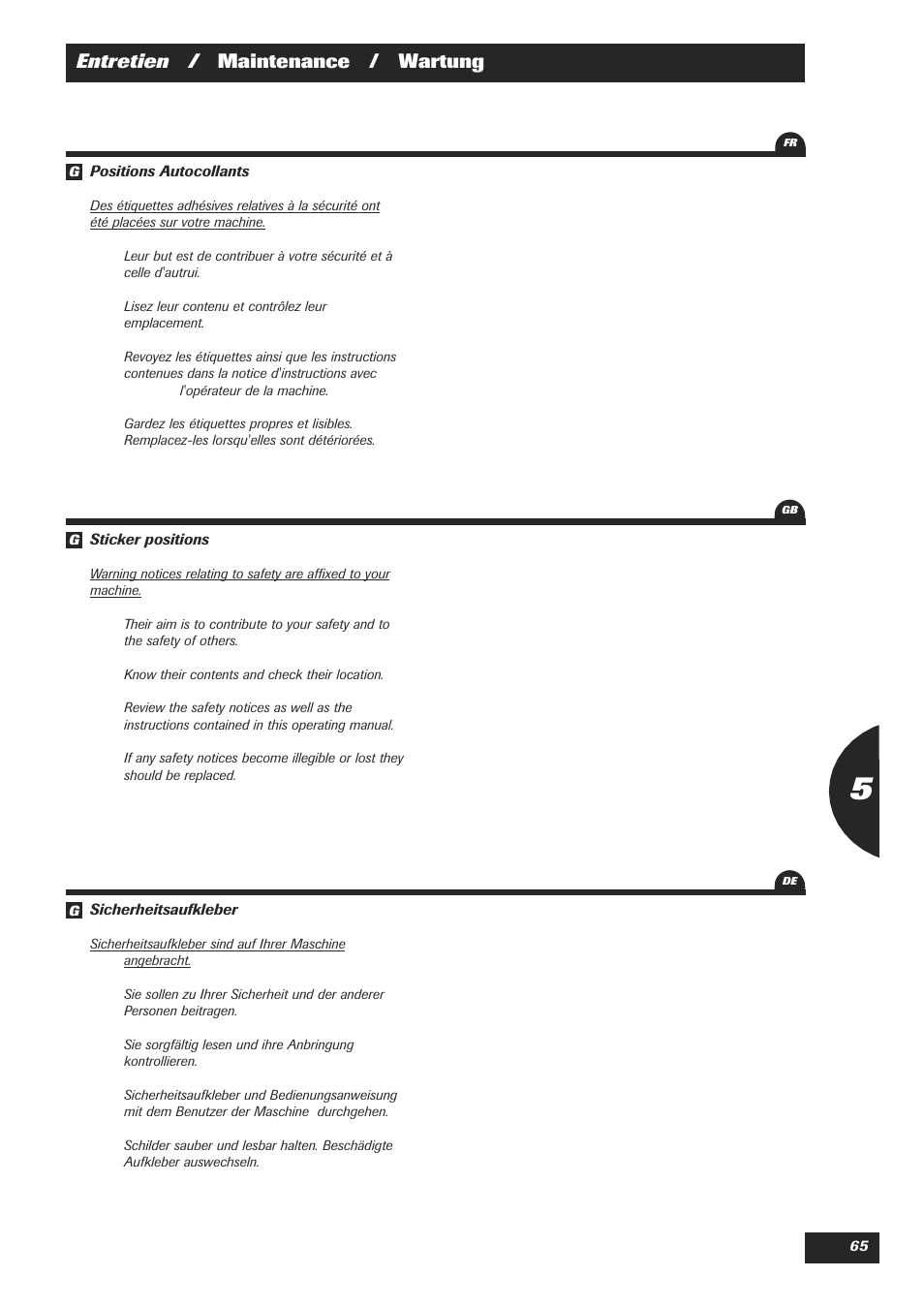 Entretien / maintenance / wartung | Sulky Easydrill Fertisem User Manual | Page 67 / 99