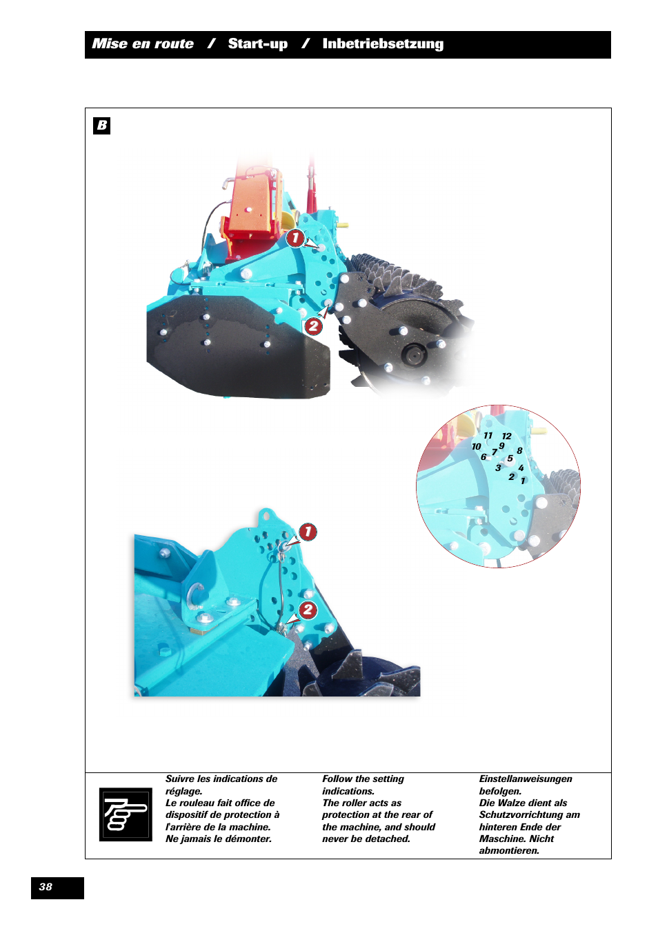 Mise en route / start-up / inbetriebsetzung | Sulky Cultiline HR User Manual | Page 40 / 67