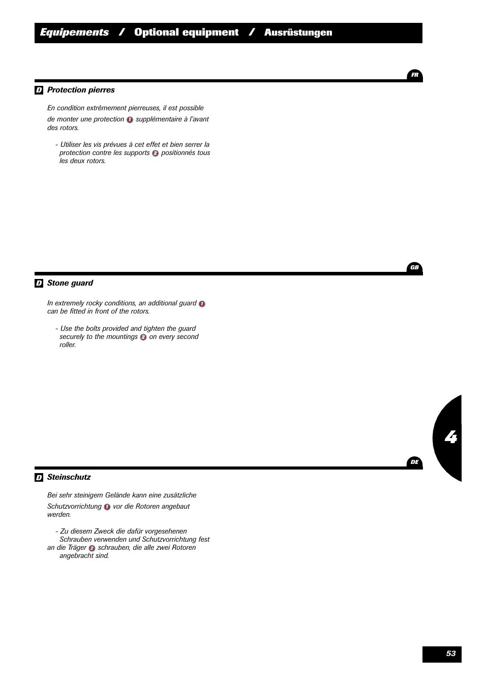 Equipements / optional equipment, Ausrüstungen | Sulky Cultiline HR User Manual | Page 55 / 67