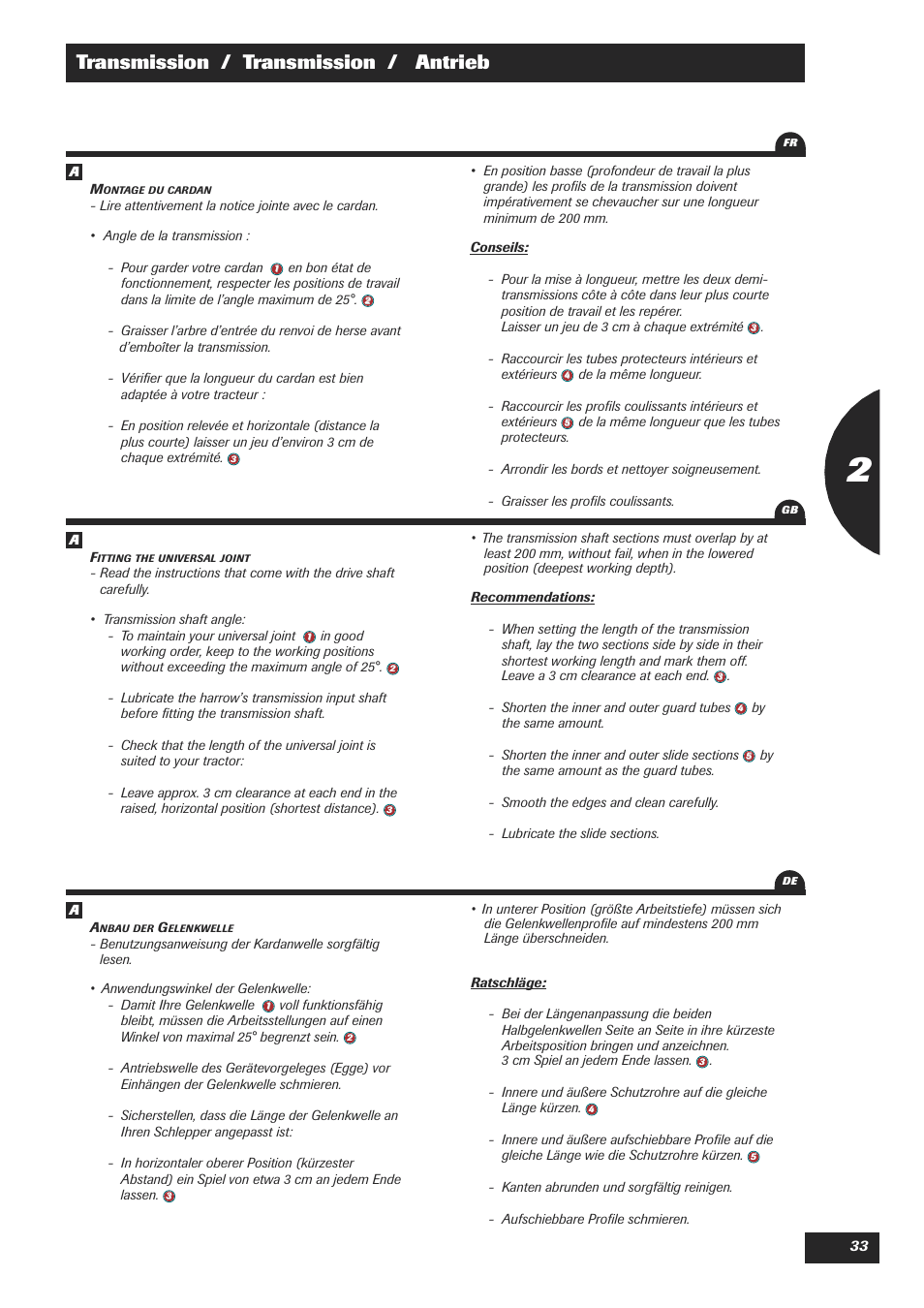 Transmission / transmission / antrieb | Sulky Cultiline HR 1000 User Manual | Page 35 / 71