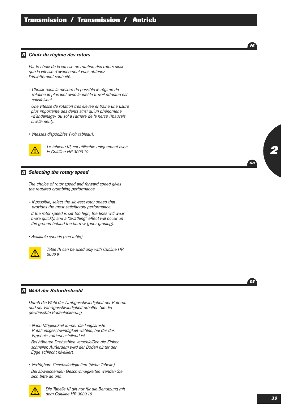 Transmission / transmission / antrieb | Sulky Cultiline HR 1000 User Manual | Page 41 / 71