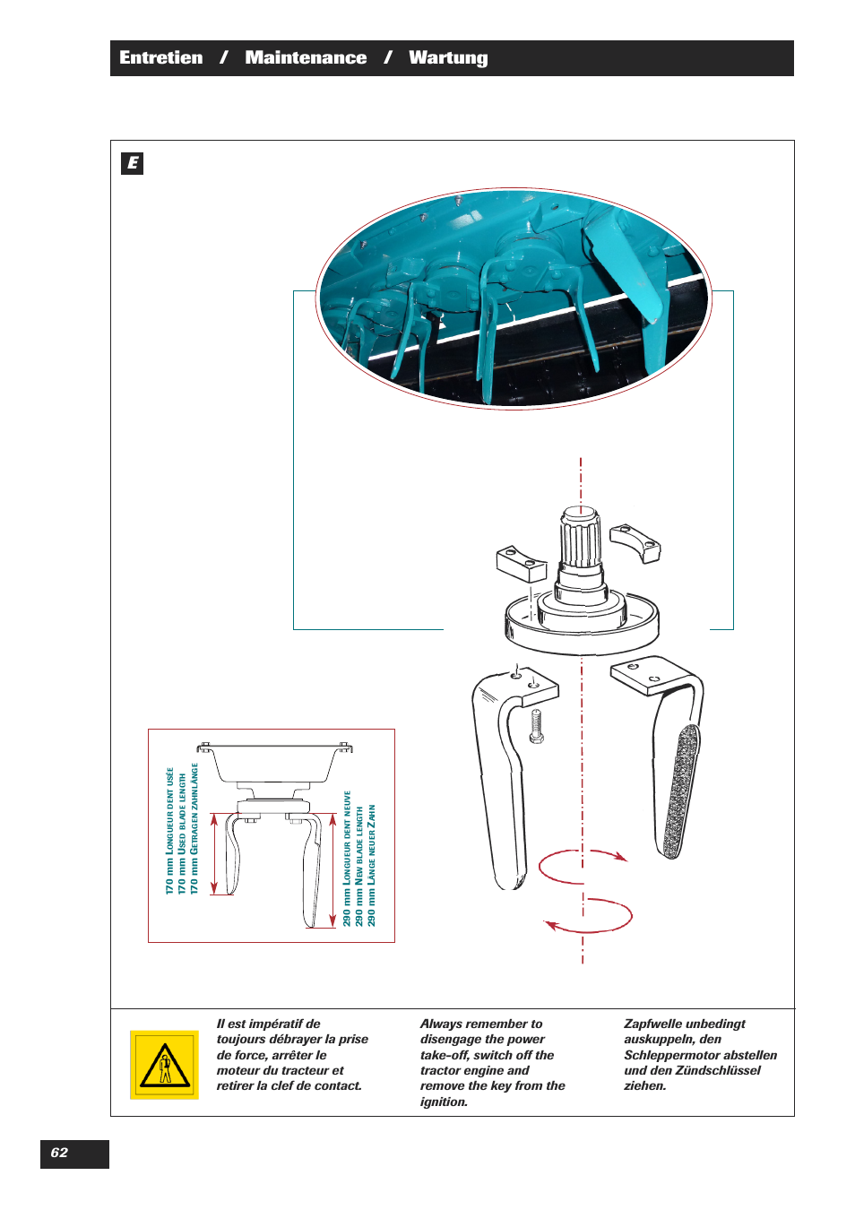 Entretien / maintenance / wartung | Sulky Cultiline HR 1000 User Manual | Page 64 / 71