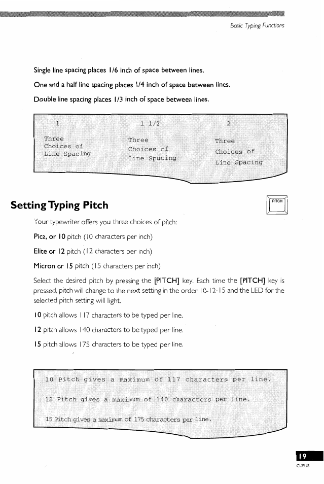 Setting typing pitch | Brother EM-430 User Manual | Page 23 / 60