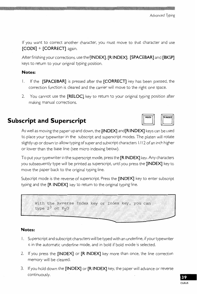 Subscript and superscript | Brother EM-430 User Manual | Page 43 / 60