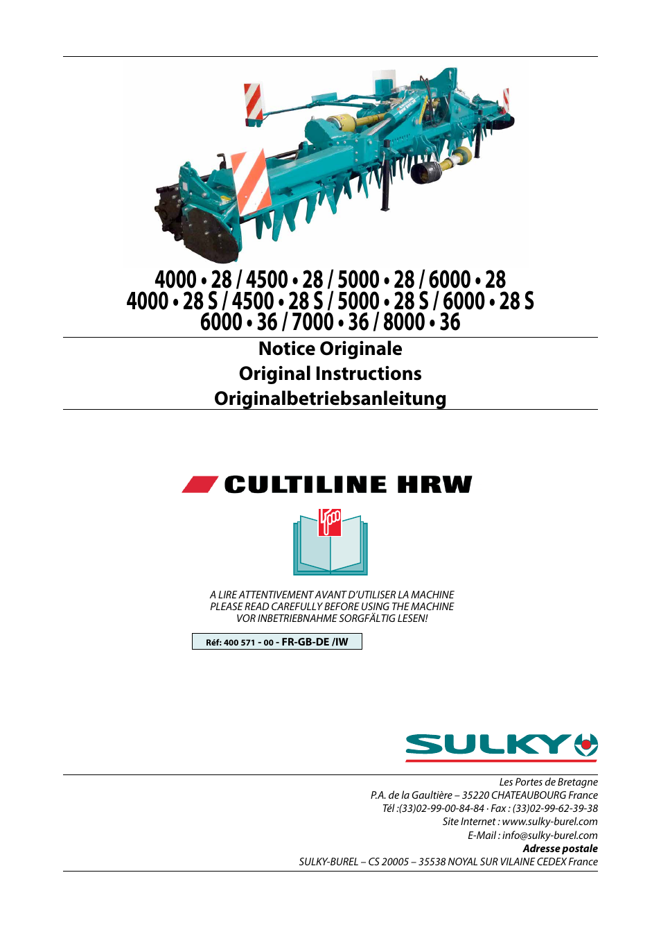 Sulky Cultiline HRW 1000 User Manual | 73 pages