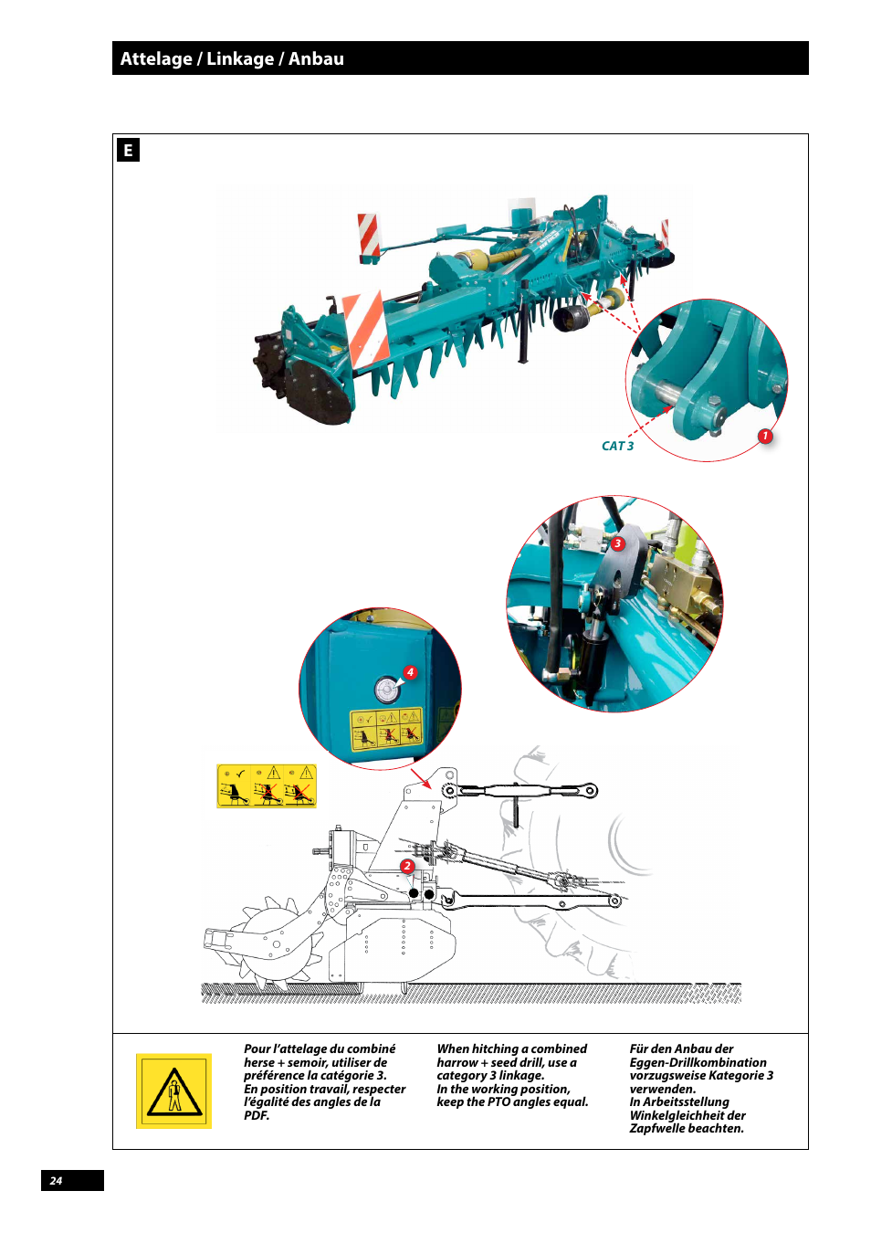 Attelage / linkage / anbau | Sulky Cultiline HRW 1000 User Manual | Page 26 / 73