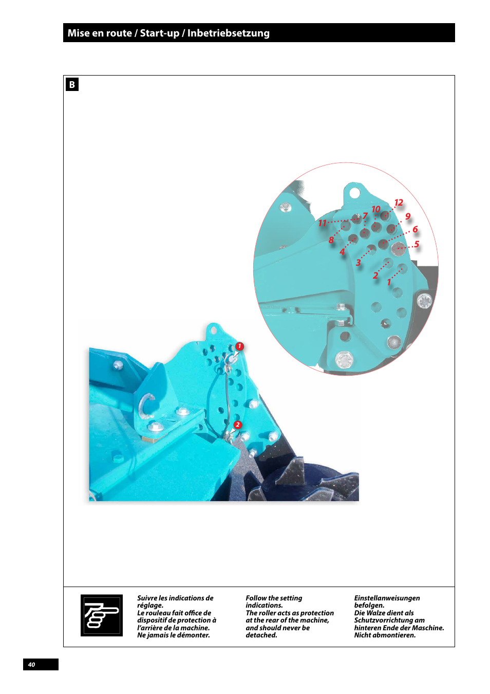 Mise en route / start-up / inbetriebsetzung | Sulky Cultiline HRW 1000 User Manual | Page 42 / 73