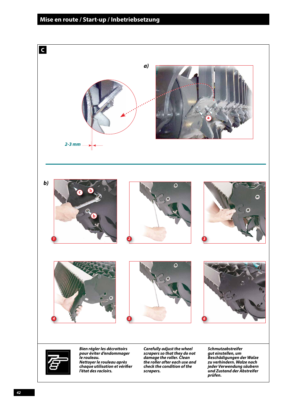 Mise en route / start-up / inbetriebsetzung, Ca) b) | Sulky Cultiline HRW 1000 User Manual | Page 44 / 73