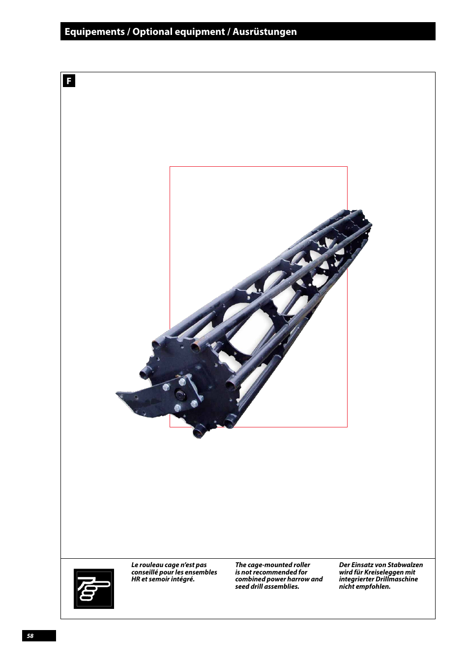 Equipements / optional equipment / ausrüstungen | Sulky Cultiline HRW 1000 User Manual | Page 60 / 73