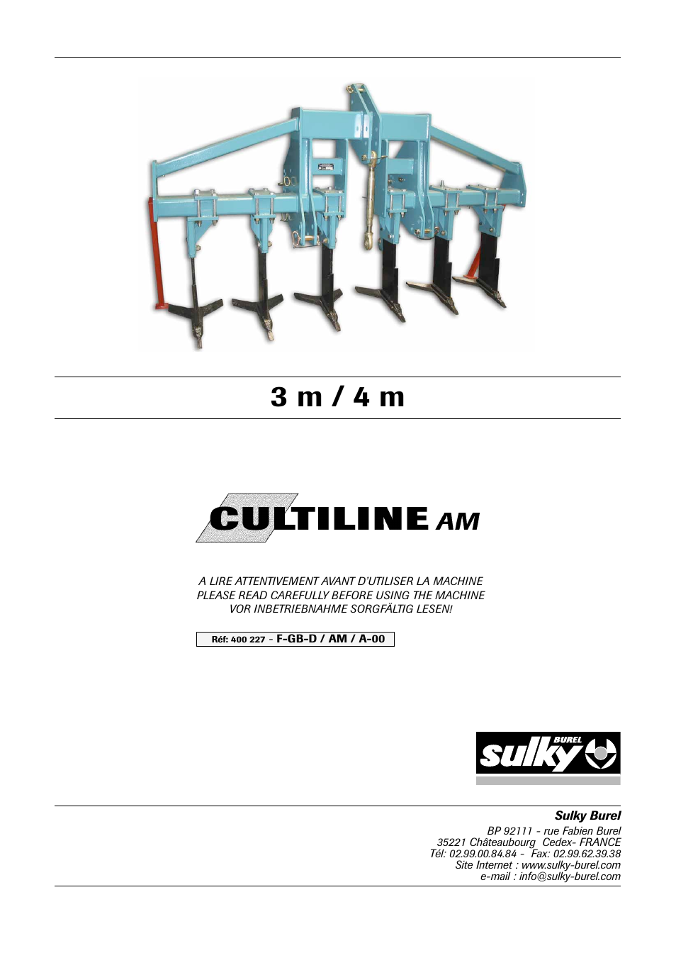 Sulky Cultiline AM User Manual | 20 pages