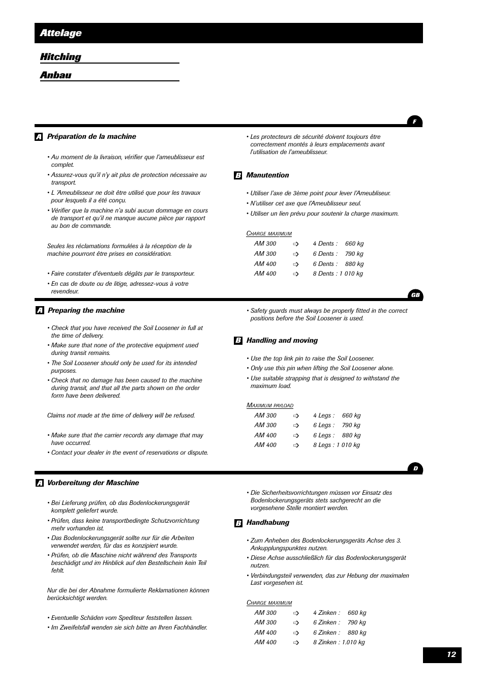 Attelage hitching anbau | Sulky Cultiline AM User Manual | Page 12 / 20