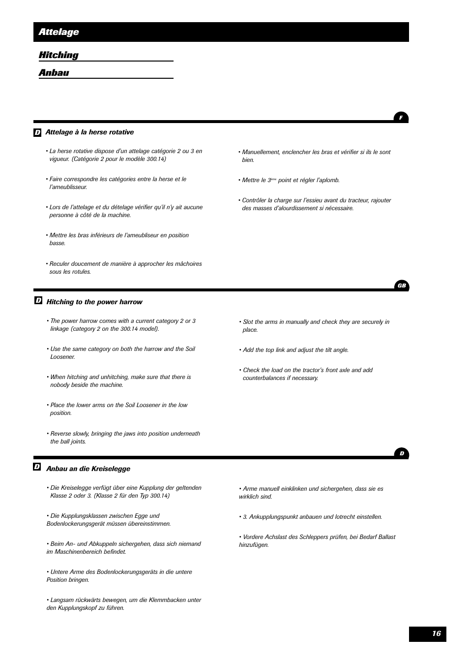Attelage hitching anbau | Sulky Cultiline AM User Manual | Page 16 / 20