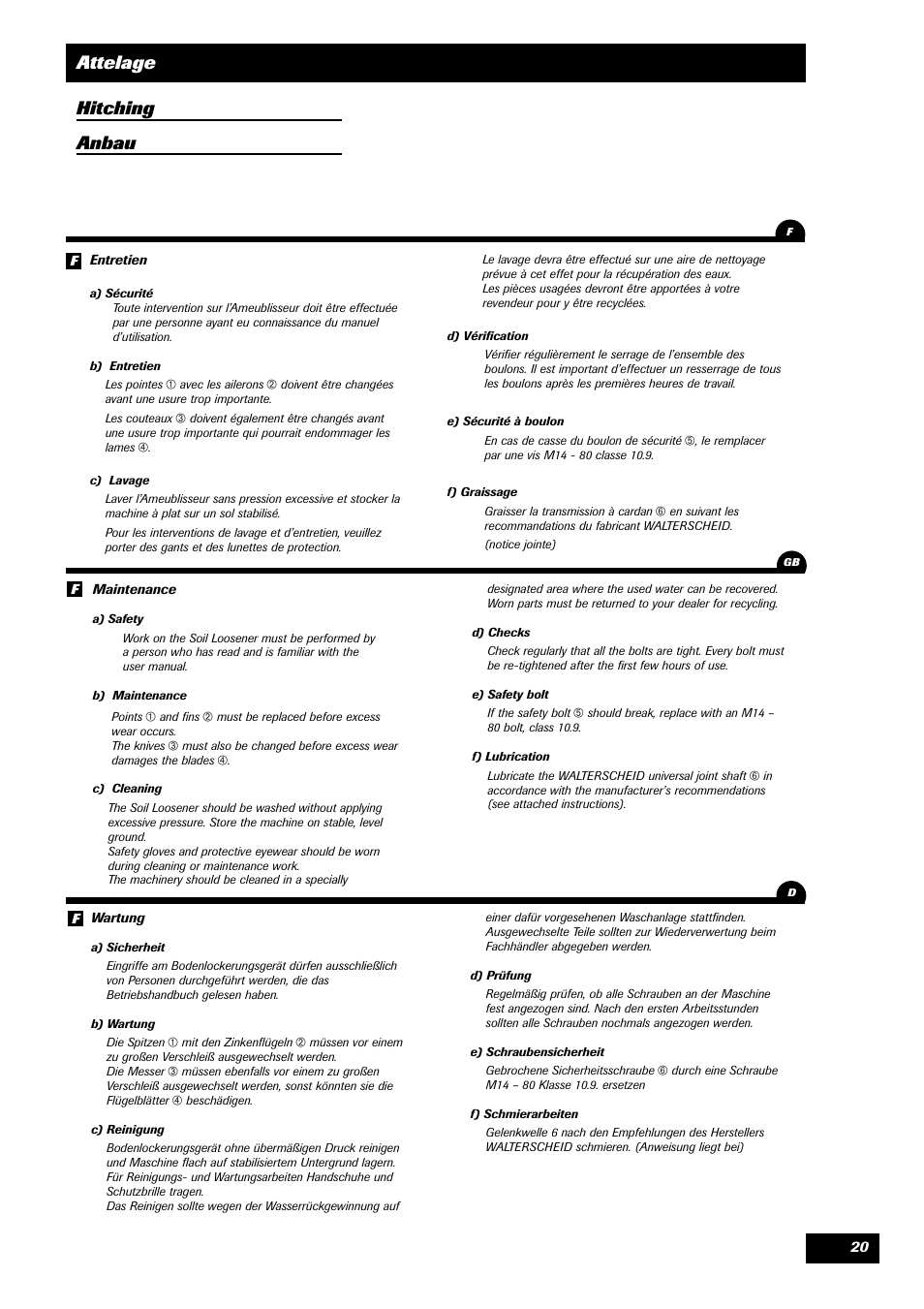 Attelage hitching anbau | Sulky Cultiline AM User Manual | Page 20 / 20