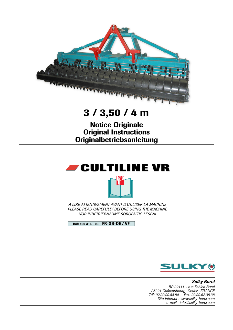 Sulky Cultiline VR User Manual | 45 pages