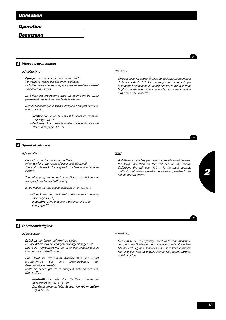 Utilisation operation benutzung | Sulky TRONIC User Manual | Page 13 / 46
