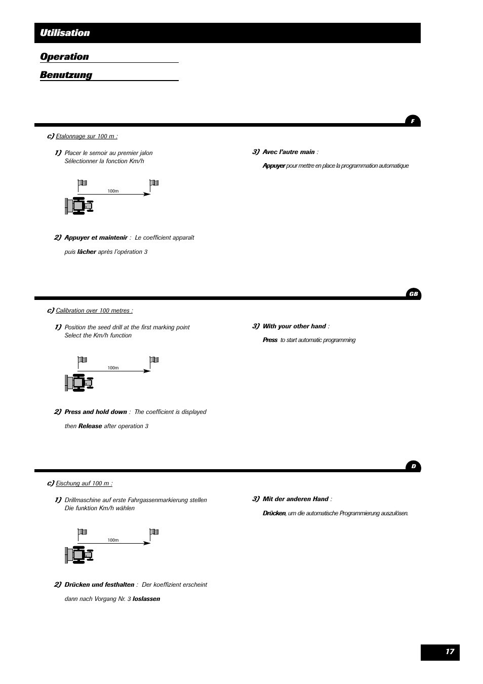 Utilisation operation benutzung | Sulky TRONIC User Manual | Page 17 / 46