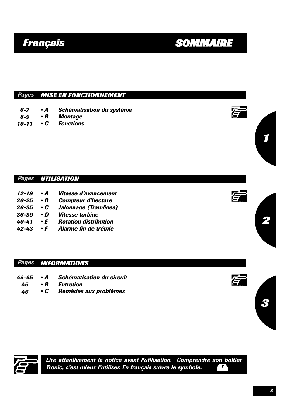 Sso om mm ma aiir re e, Français | Sulky TRONIC User Manual | Page 3 / 46