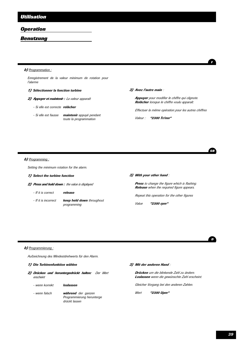 Utilisation operation benutzung | Sulky TRONIC User Manual | Page 39 / 46