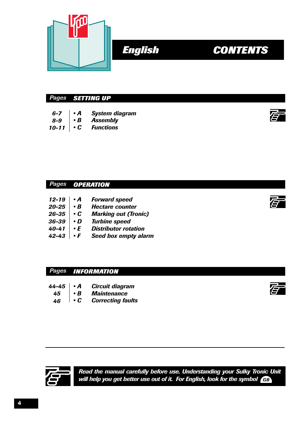 Contents english | Sulky TRONIC User Manual | Page 4 / 46