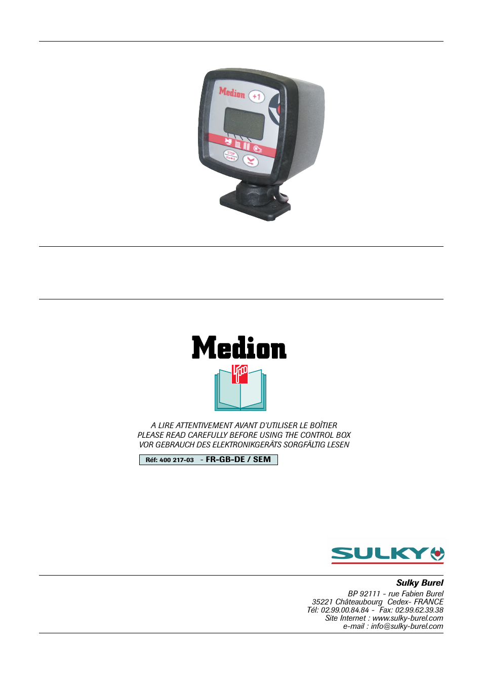 Sulky MEDION User Manual | 44 pages