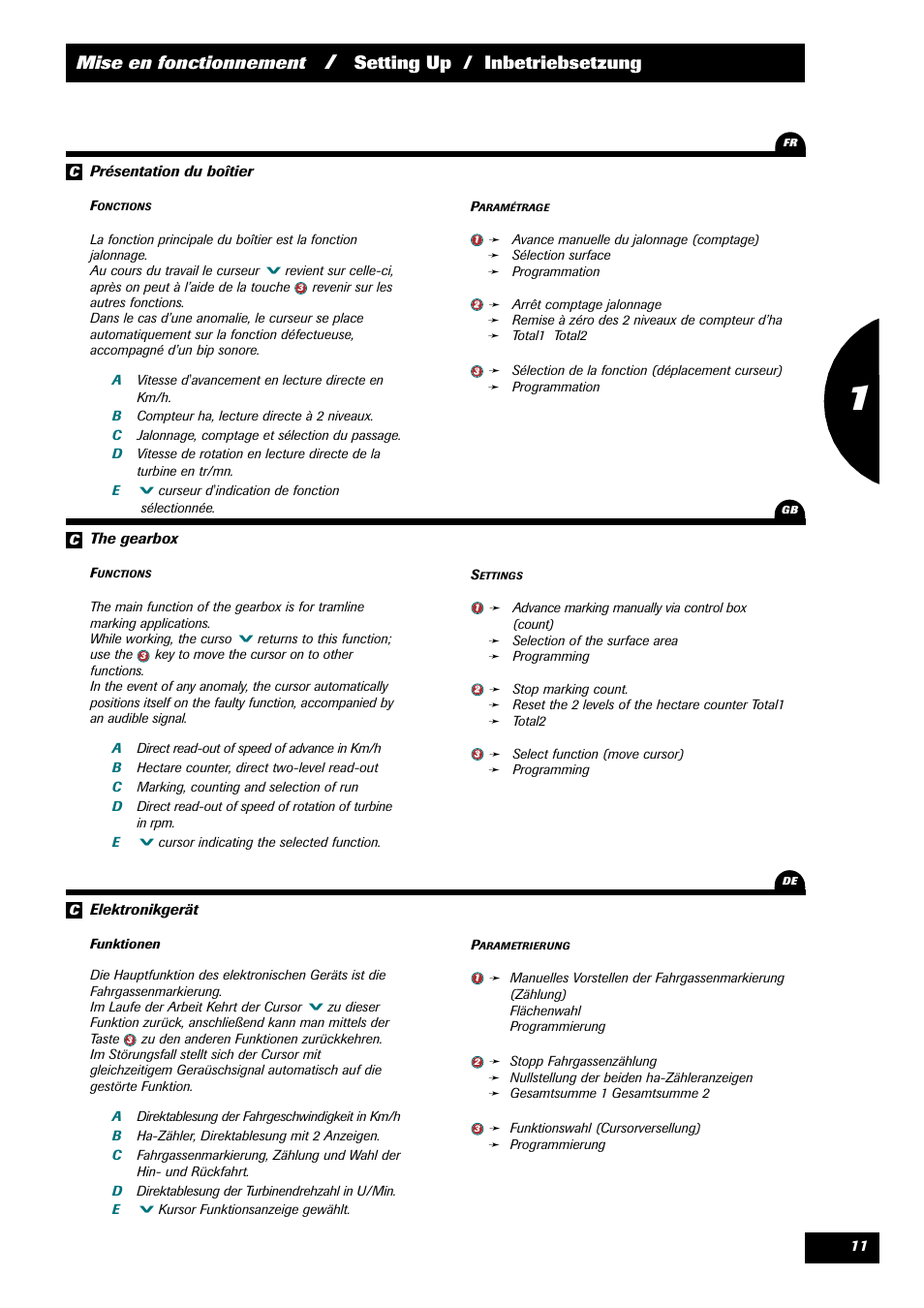 Mise en fonctionnement, Setting up / inbetriebsetzung | Sulky MEDION User Manual | Page 11 / 44