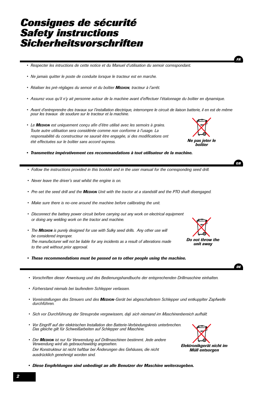 Sulky MEDION User Manual | Page 2 / 44