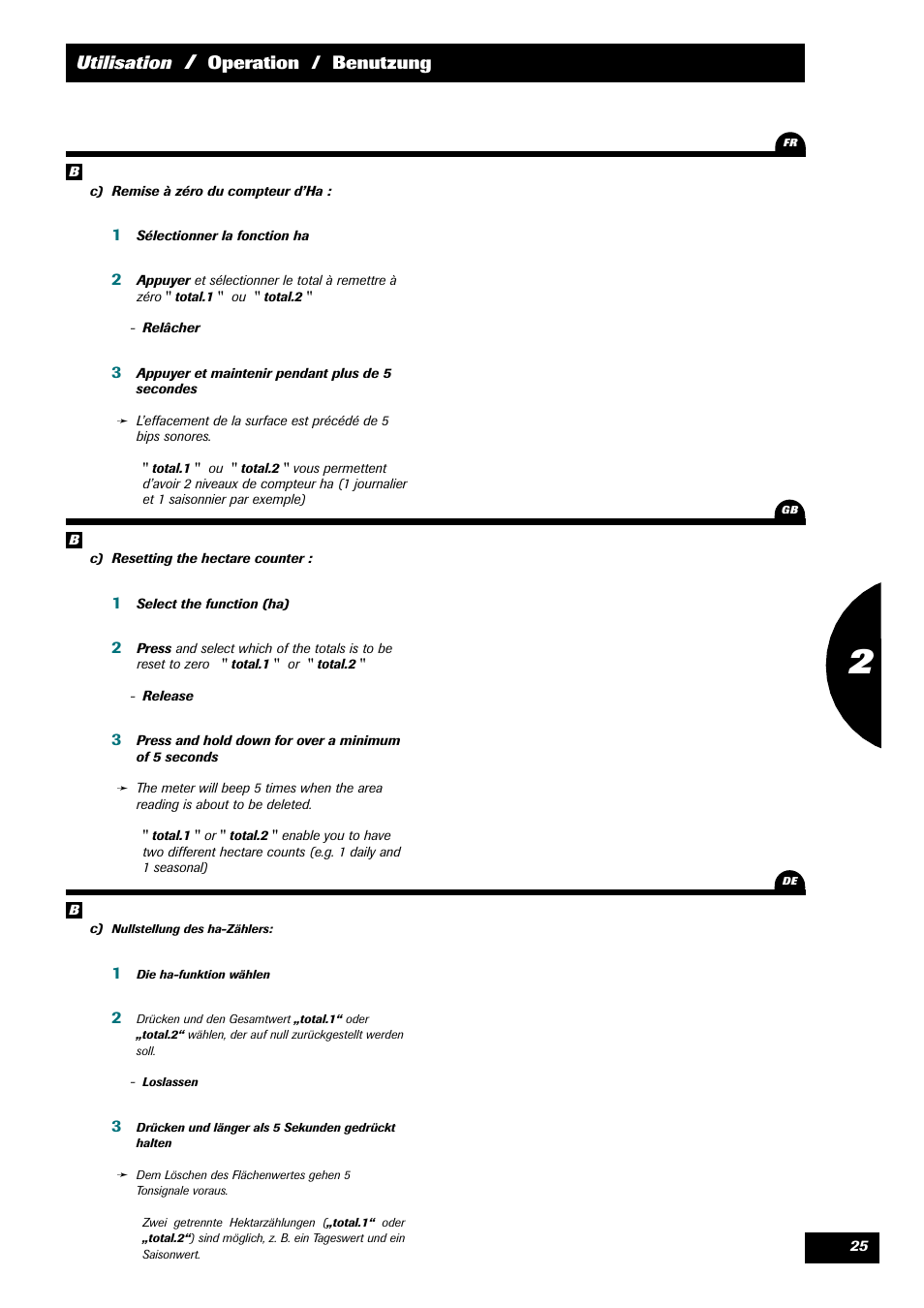 Utilisation, Operation / benutzung | Sulky MEDION User Manual | Page 25 / 44