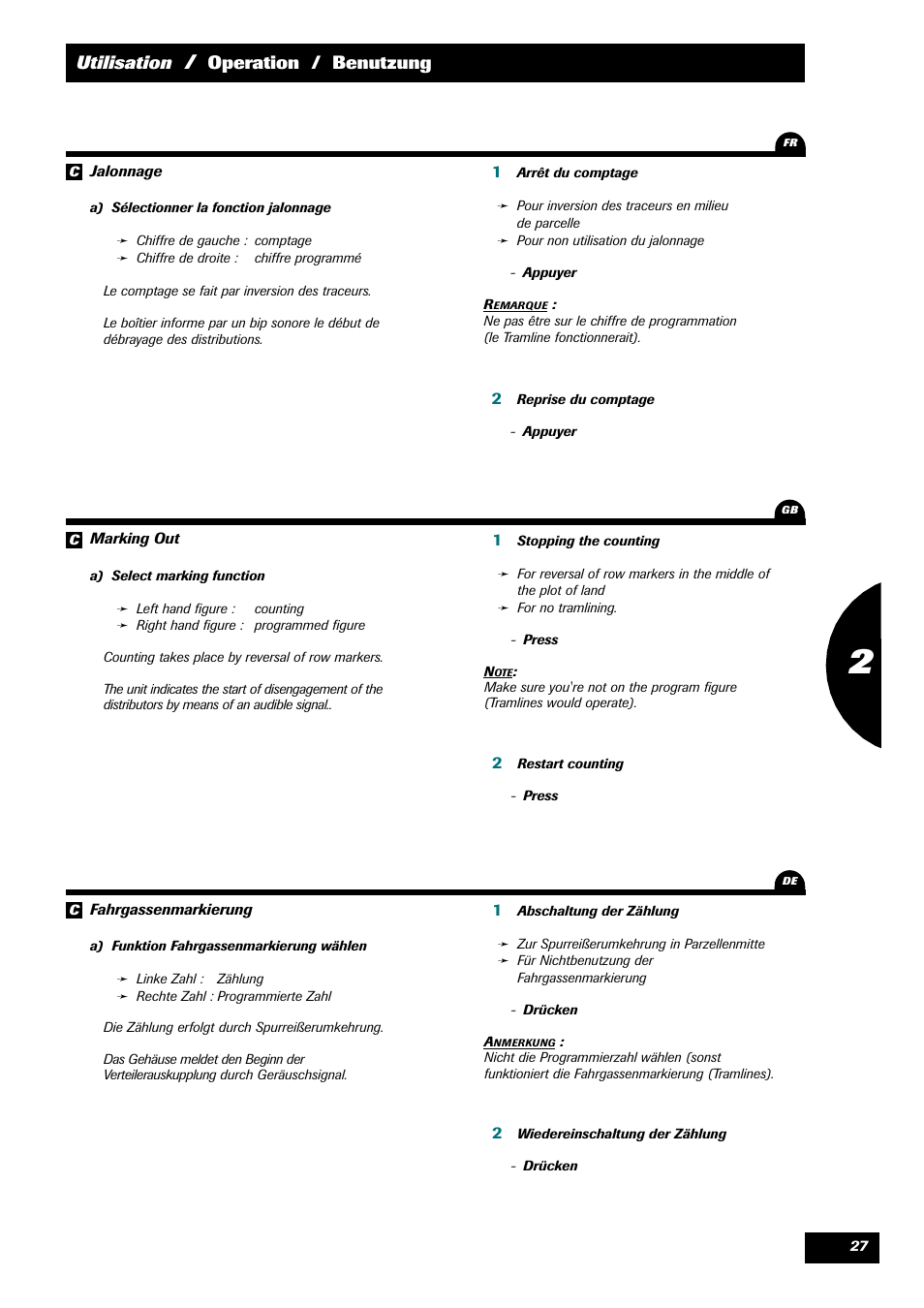 Utilisation, Operation / benutzung | Sulky MEDION User Manual | Page 27 / 44