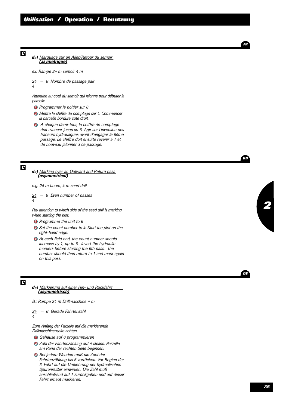 Utilisation, Operation / benutzung | Sulky MEDION User Manual | Page 35 / 44
