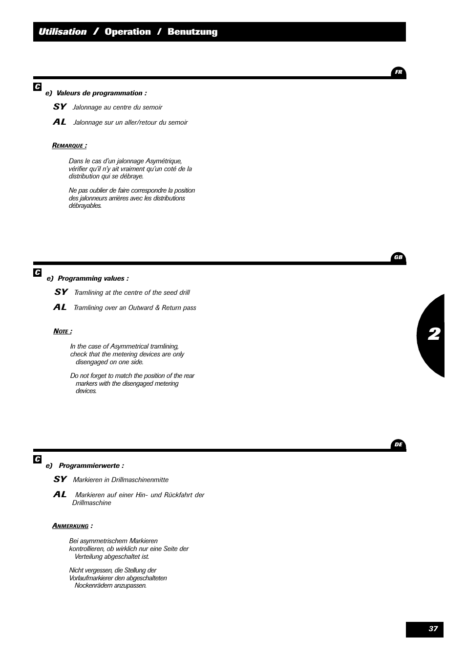 Utilisation, Operation / benutzung | Sulky MEDION User Manual | Page 37 / 44