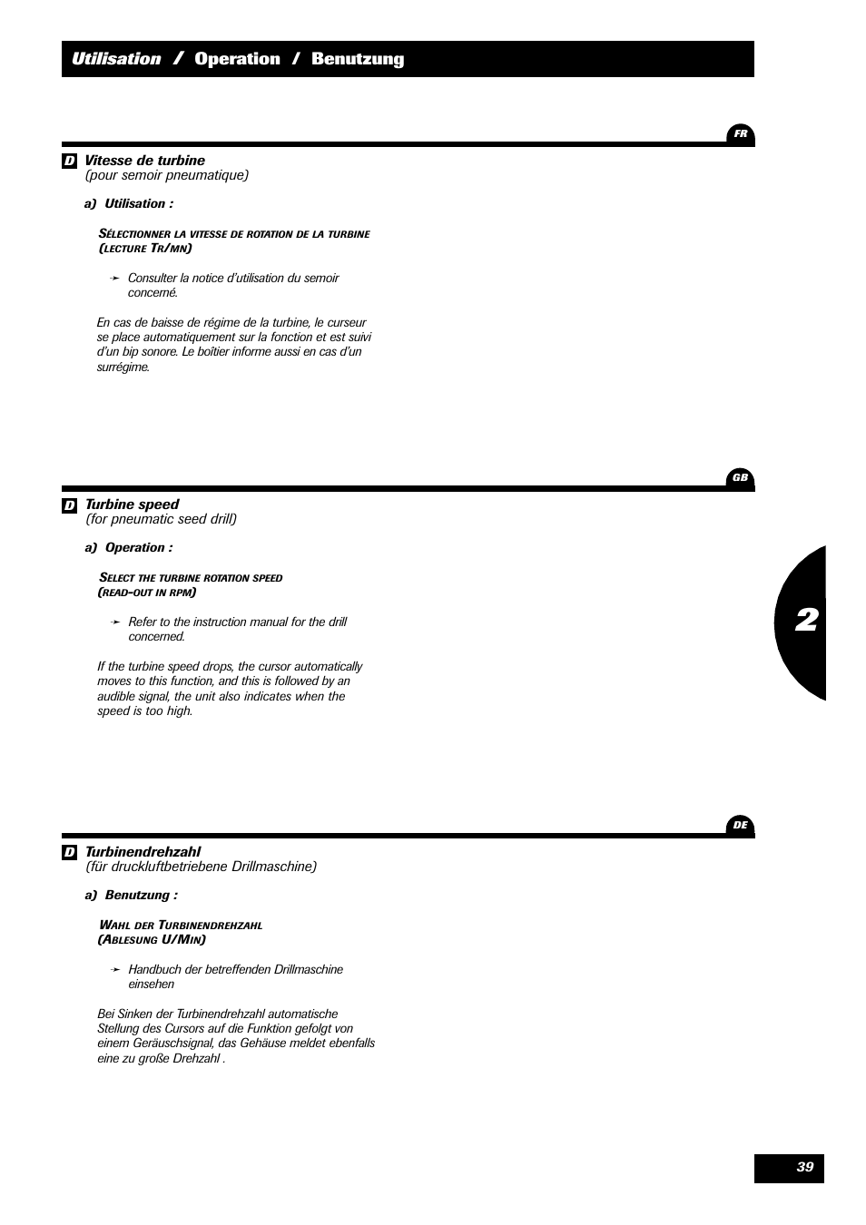 Utilisation, Operation / benutzung | Sulky MEDION User Manual | Page 39 / 44