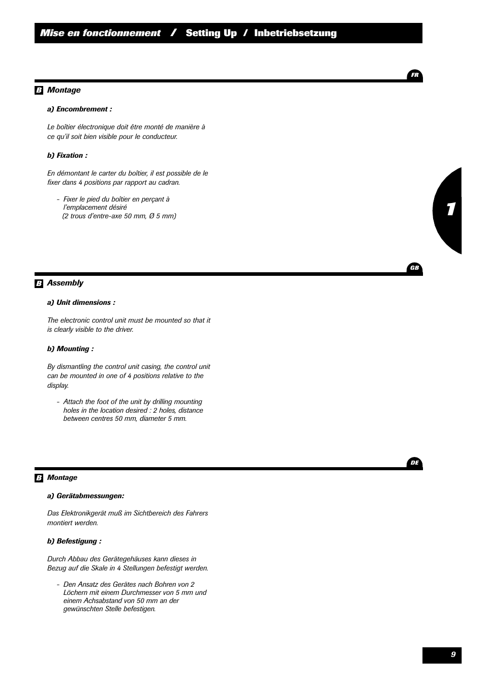 Mise en fonctionnement, Setting up / inbetriebsetzung | Sulky MEDION User Manual | Page 9 / 44