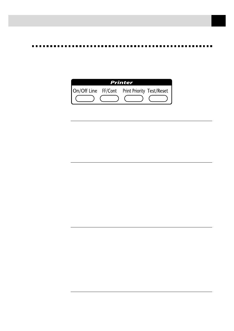 Printer operation keys (for mfc-9650 only) 123, On/off line key, Ff/cont key | Test/reset key, Print priority key, Printer operation keys (for mfc-9650 only) | Brother FAX-8350P User Manual | Page 133 / 188