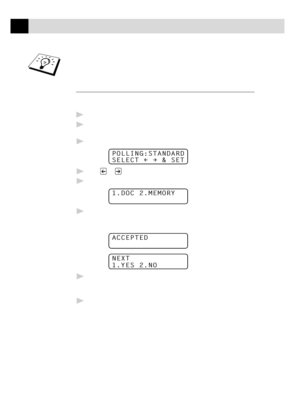 Setup for polling transmit, Setup for polling transmit with secure code | Brother FAX-8350P User Manual | Page 78 / 188