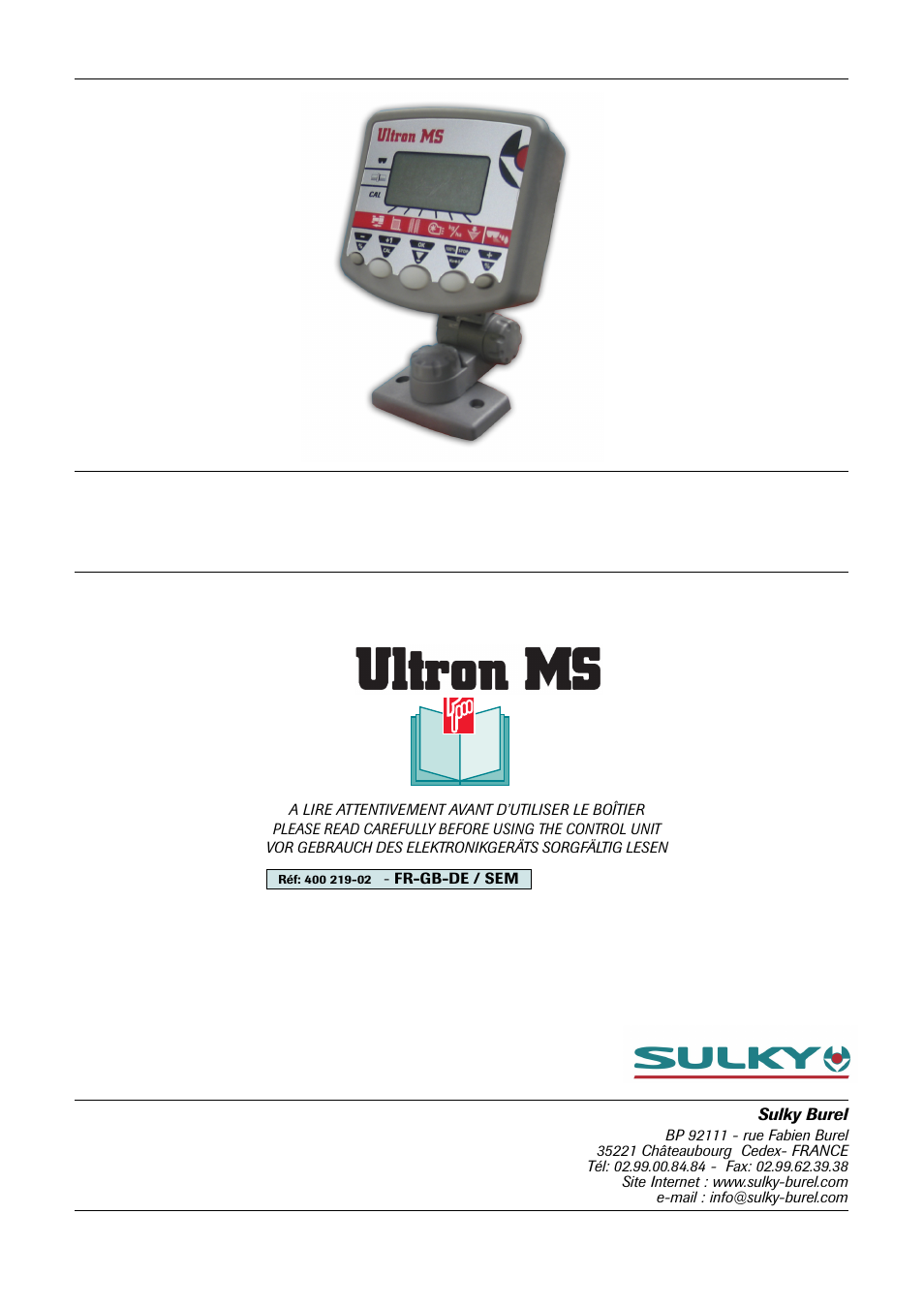 Sulky ULTRON MS User Manual | 68 pages