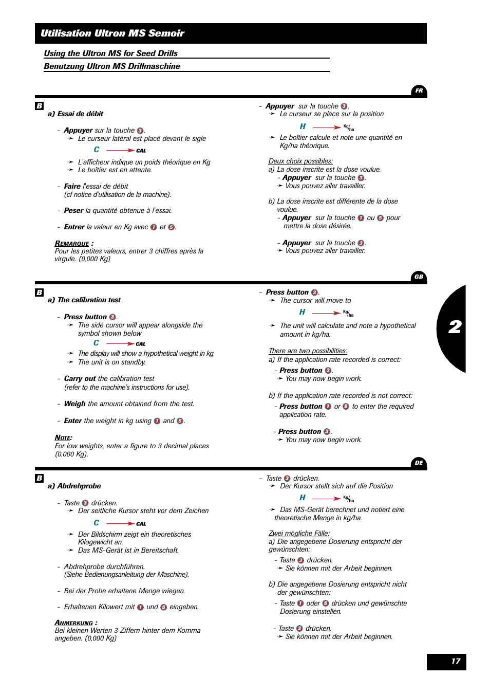 Utilisation ultron ms semoir | Sulky ULTRON MS User Manual | Page 17 / 68