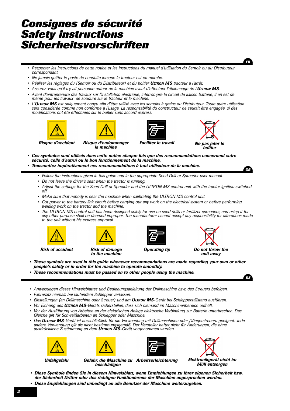 Sulky ULTRON MS User Manual | Page 2 / 68