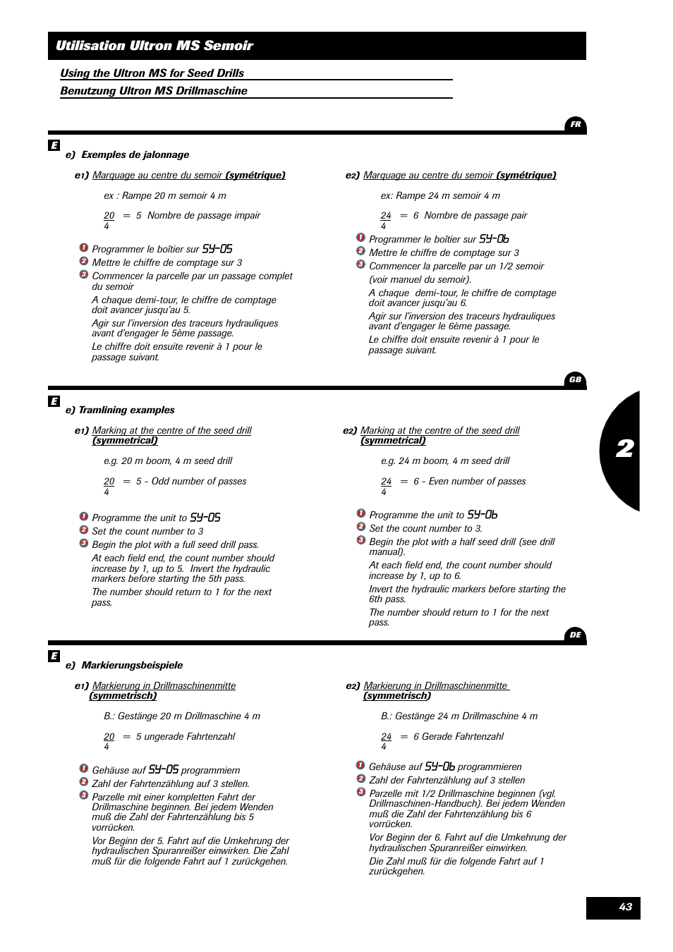 Utilisation ultron ms semoir, Ssyy 5, Ssyy 6 | Sulky ULTRON MS User Manual | Page 43 / 68