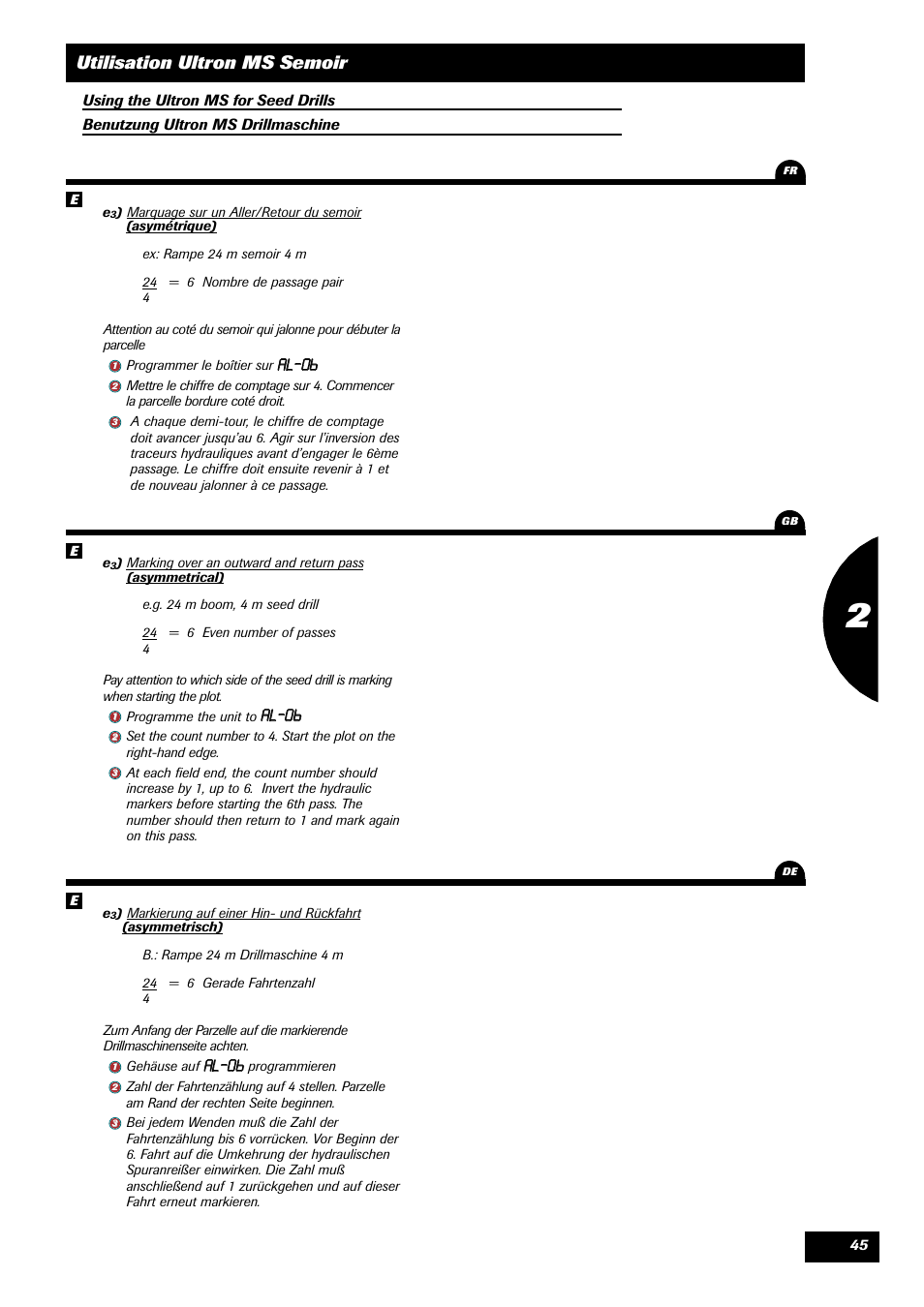 Utilisation ultron ms semoir, Aall 6 | Sulky ULTRON MS User Manual | Page 45 / 68