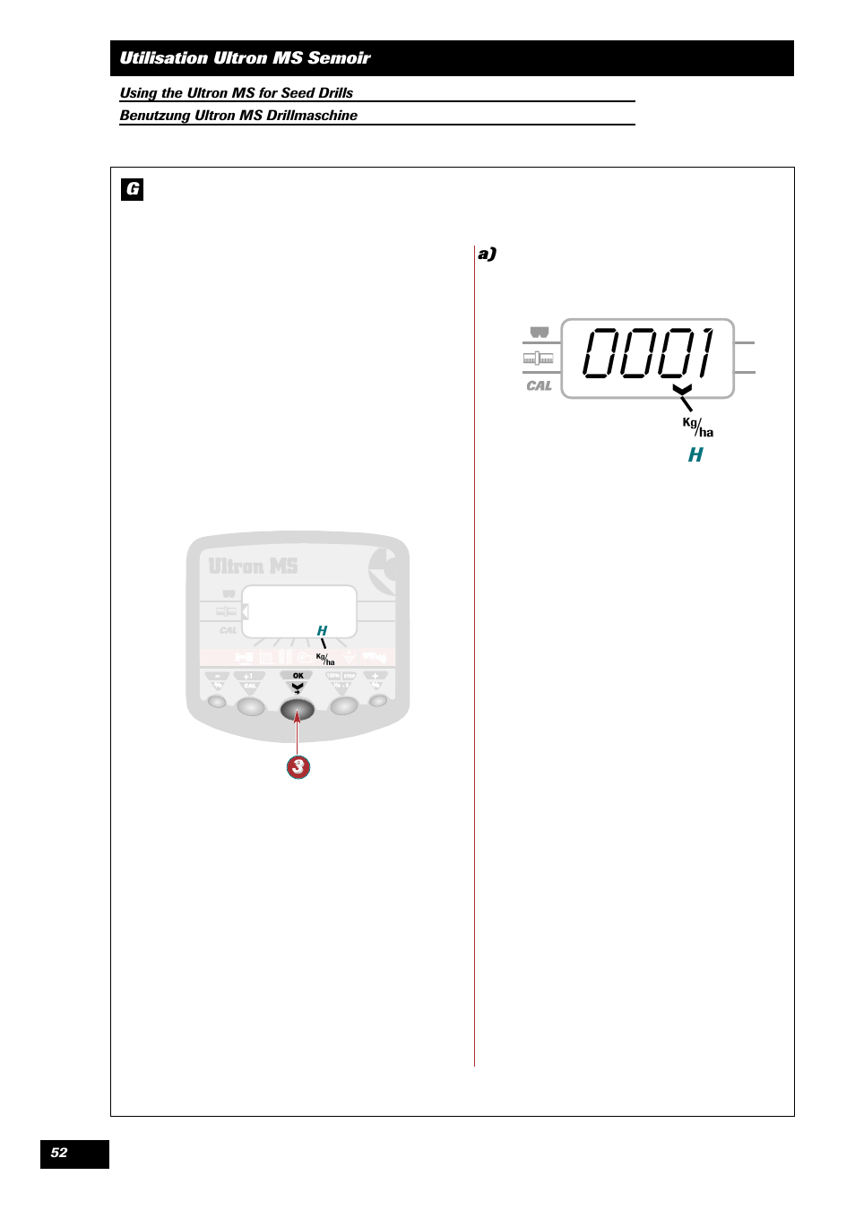 Utilisation ultron ms semoir g | Sulky ULTRON MS User Manual | Page 52 / 68