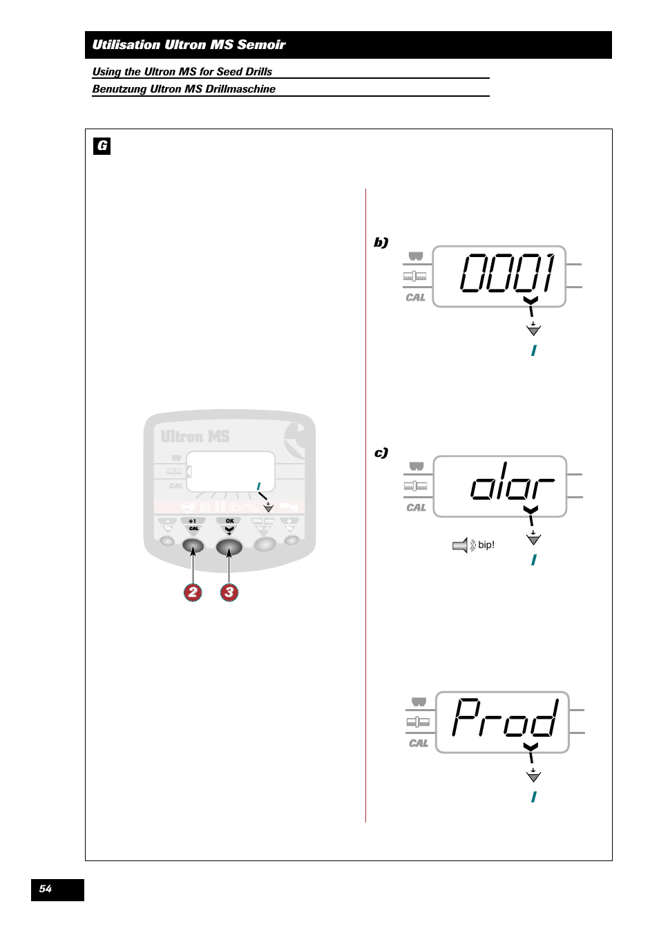 Prod, Alar | Sulky ULTRON MS User Manual | Page 54 / 68