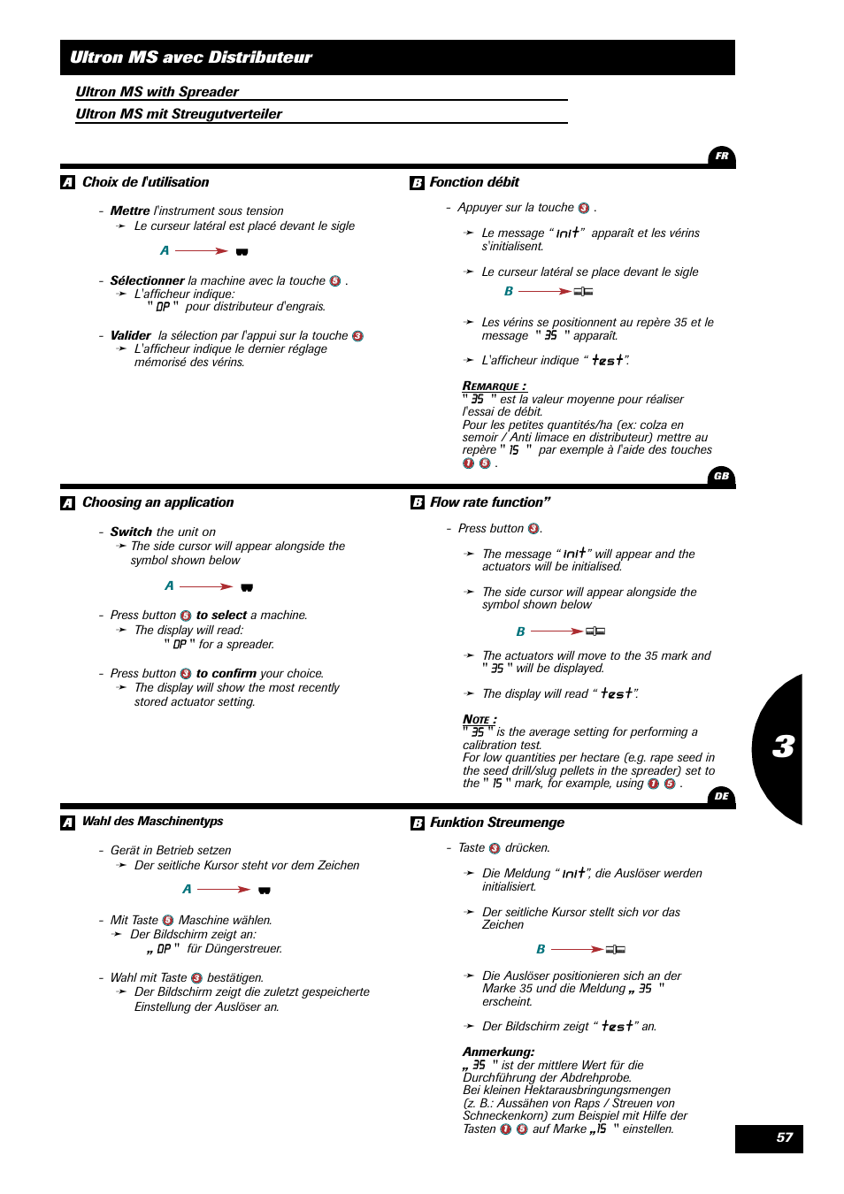 Ultron ms avec distributeur, Iinniitt, Tteesstt | Sulky ULTRON MS User Manual | Page 57 / 68