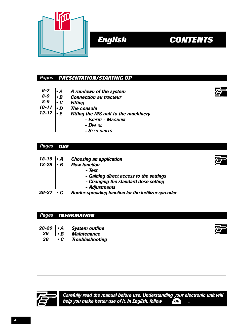 Contents english | Sulky MS User Manual | Page 4 / 30