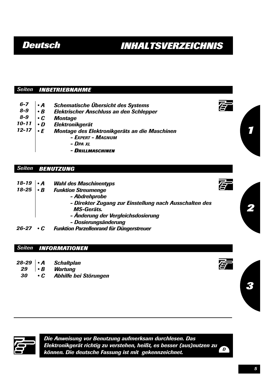 Inhaltsverzeichnis deutsch | Sulky MS User Manual | Page 5 / 30