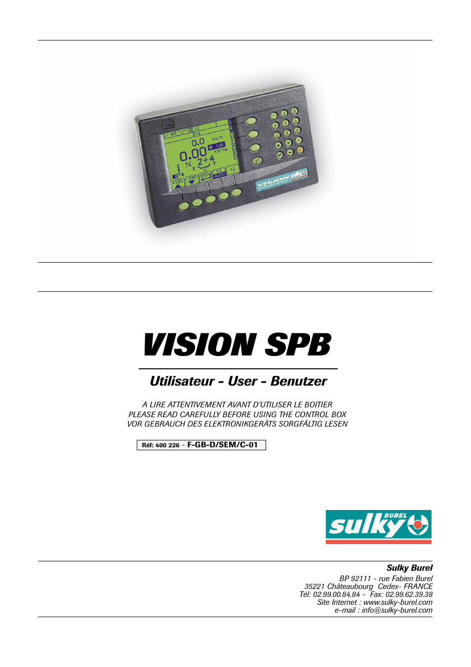 Sulky VISION 1 SPB < 06/2009 User Manual | 55 pages