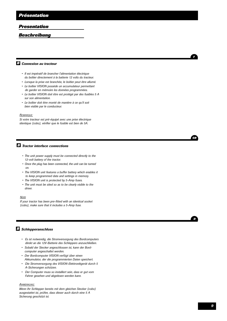 Présentation presentation beschreibung | Sulky VISION 1 SPB < 06/2009 User Manual | Page 9 / 55