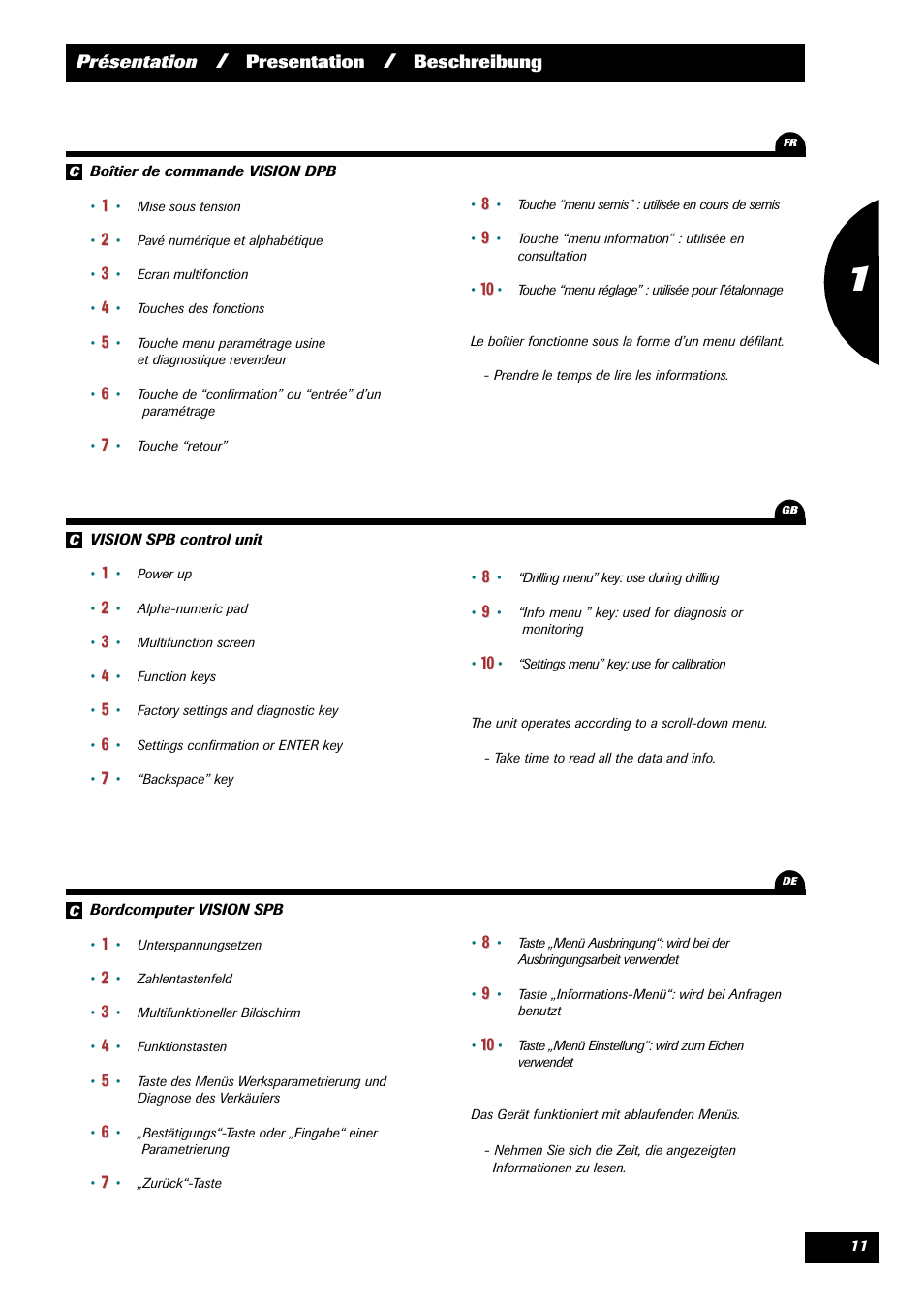 Sulky VISION 2 SPB >= 06/2009 User Manual | Page 11 / 71