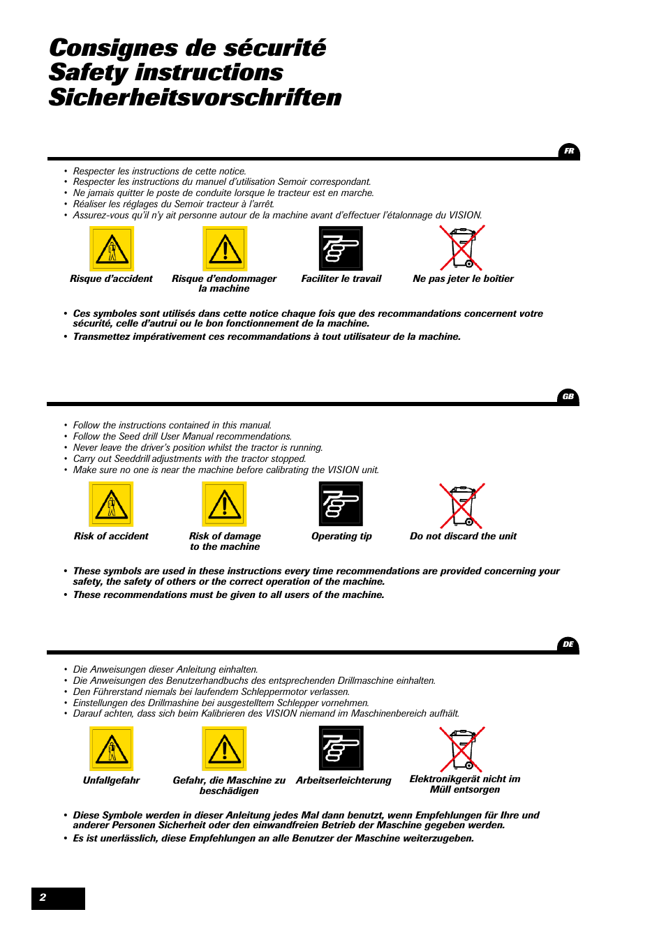 Sulky VISION 2 SPB >= 06/2009 User Manual | Page 2 / 71